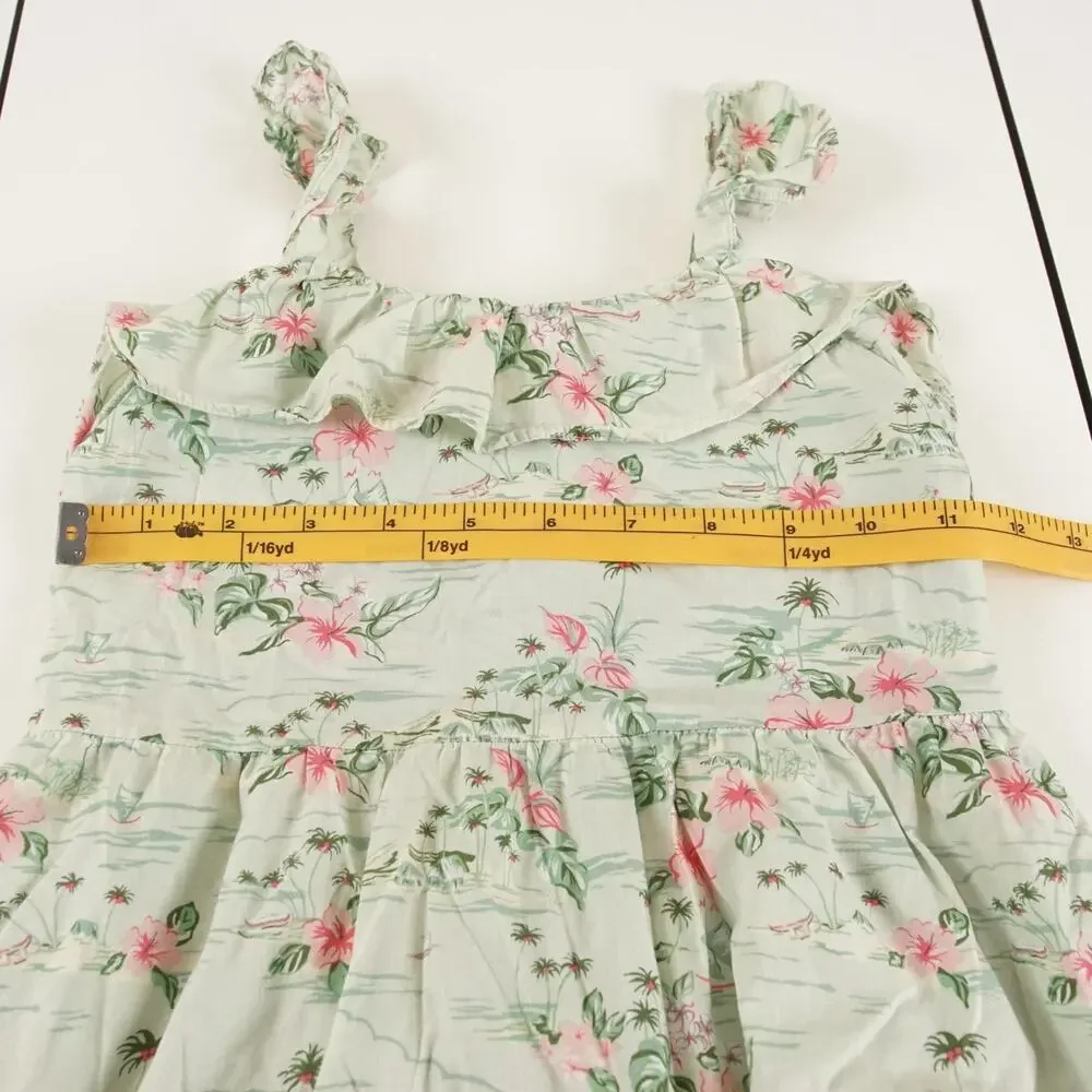 Janie and Jack Mint Floral Gren Ruffle Trim Dress Girls Sz 6